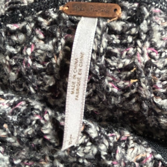 Free People Salt & Pepper Zip Moto Jacket Sweater Size L - Picture 7 of 7